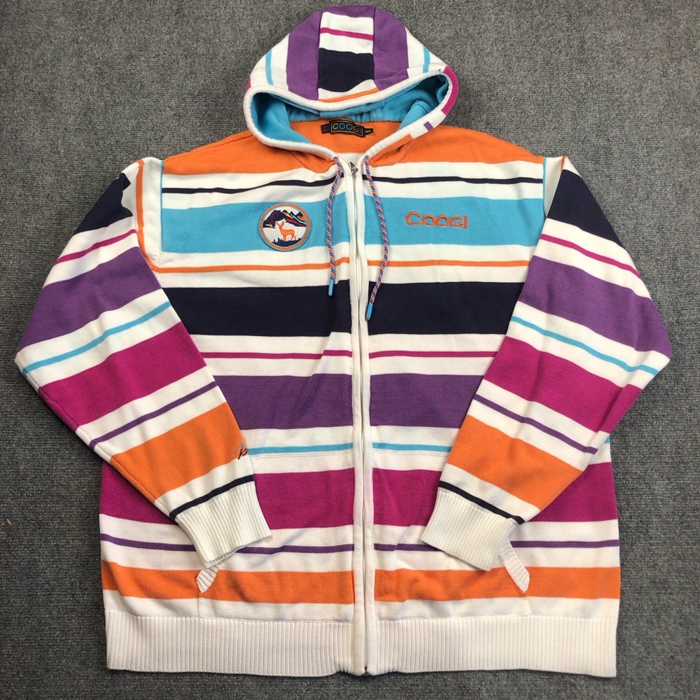 Coogi Multicolor Striped Zip Hoodie